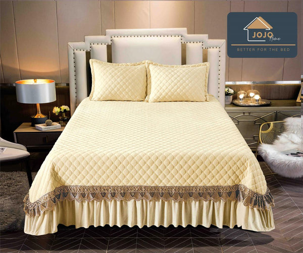 Cuverturi Catifea Elegant 3 Piese Crem CJ113