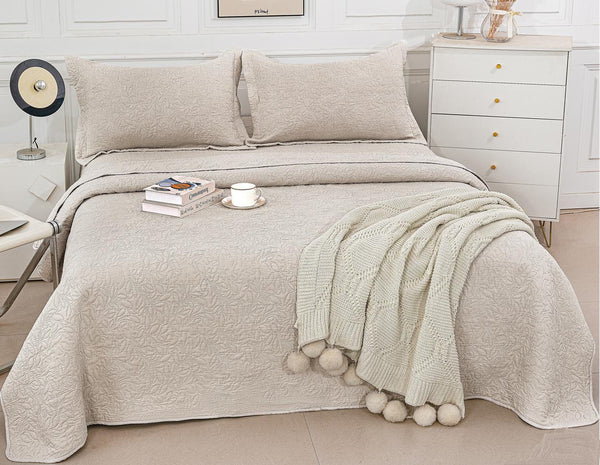 Cuverturi Matlasate Bumbac Satinat Bej Uni CB301