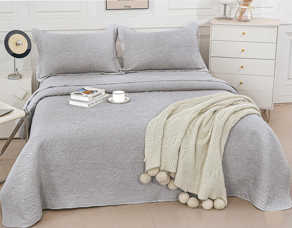 Cuverturi Matlasate Bumbac Satinat Gri Uni CB303