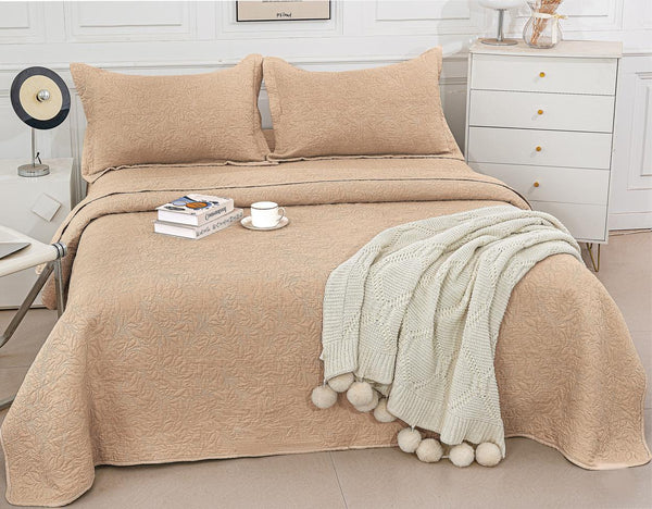 Cuverturi Matlasate Bumbac Satinat Bej Uni CB304