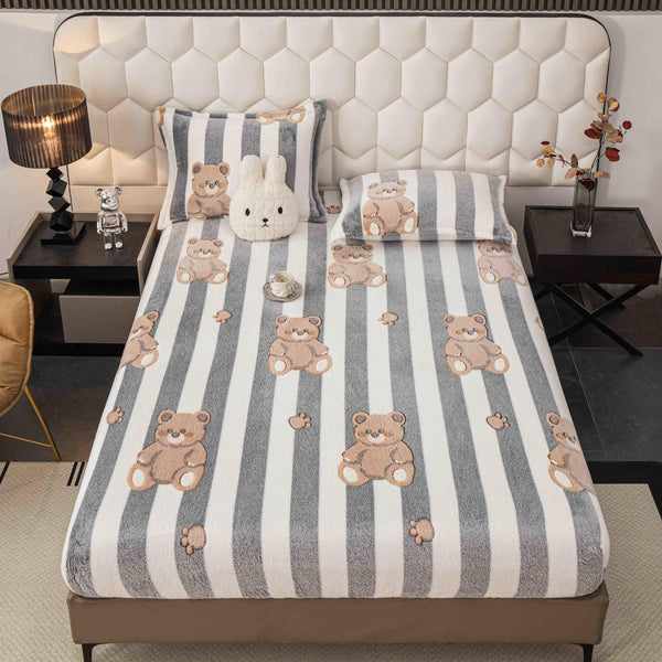 Huse de Pat cu Elastic Cocolino 160X200 Gri Dungi CCJ79