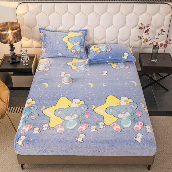 Huse de Pat cu Elastic Cocolino 160X200 Albastre Ursuleti CCJ75