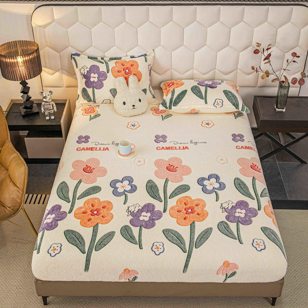 Huse de Pat cu Elastic Cocolino 160X200 Crem Floral CCJ81