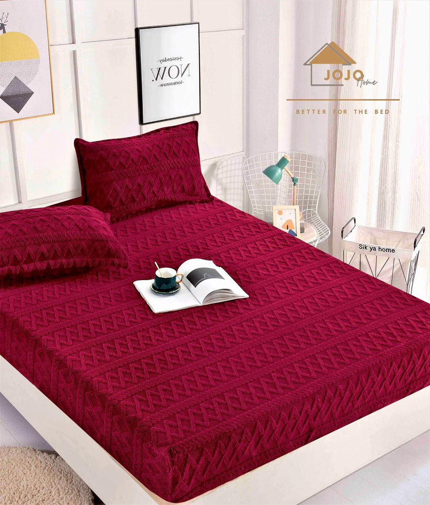 Huse de Pat cu Elastic Cocolino 160X200 Bordo Tip Sherpa CCJ210