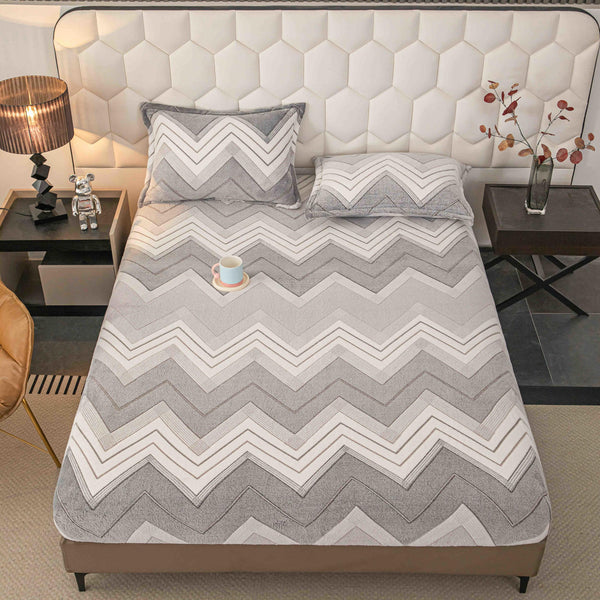 Huse de Pat cu Elastic Cocolino 160X200 Gri Zig Zag CCJ76