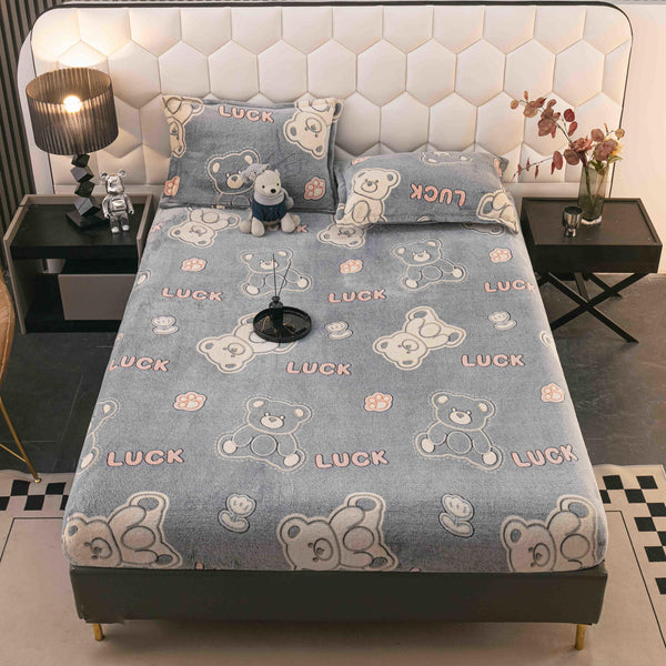 Huse de Pat cu Elastic Cocolino 160X200 Gri Ursuleti CCJ68