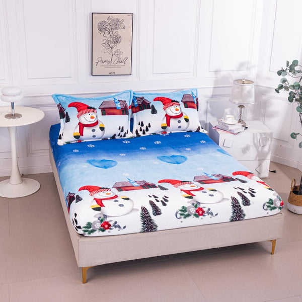 Huse de Pat cu Elastic Cocolino 160X200 Albastru Craciun CCP103