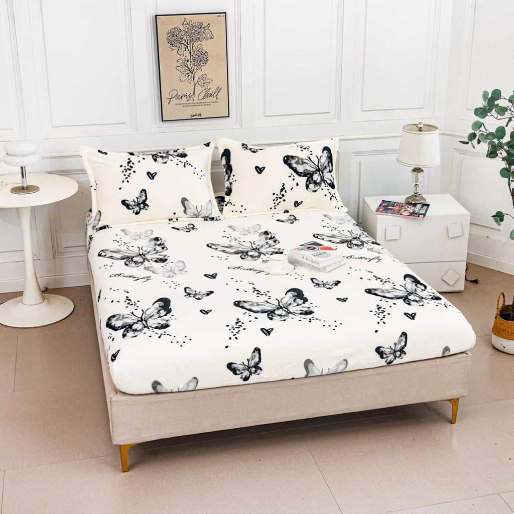 Huse de Pat cu Elastic Cocolino 160X200 Crem Fluturasi CCP106