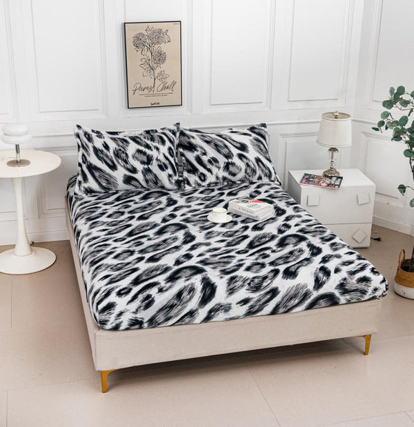 Huse de Pat cu Elastic Cocolino 160X200 Gri Animal Print CCP109