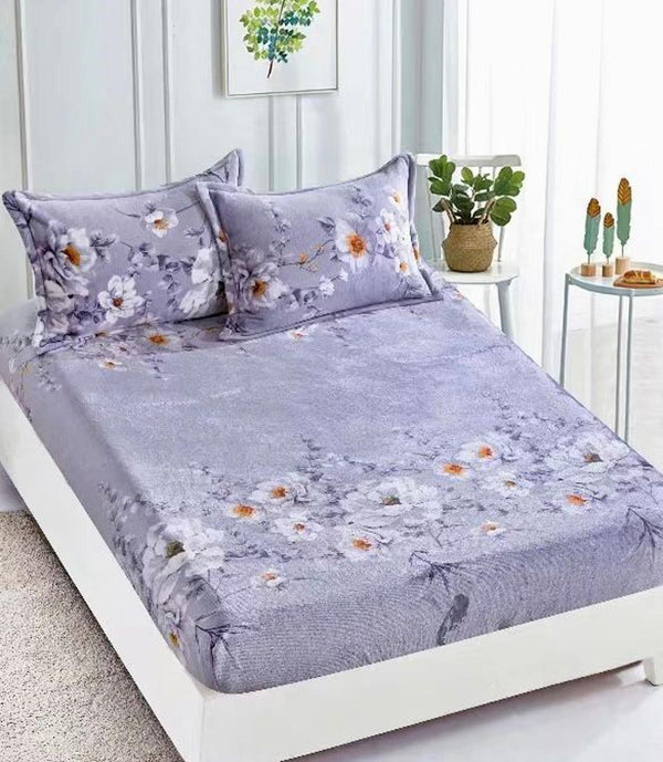 Huse de Pat cu Elastic Cocolino 160X200 Gri Floral CCJ44