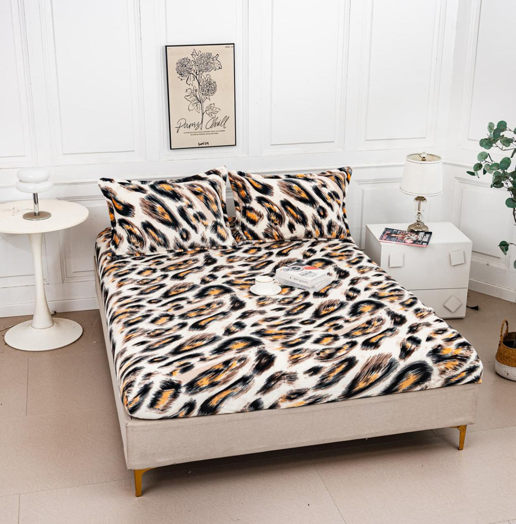 Huse de Pat cu Elastic Cocolino 160X200 Maro Animal Print CCP107