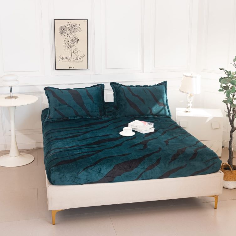 Huse de Pat cu Elastic Cocolino Pat dublu Verde Tigru CCP111