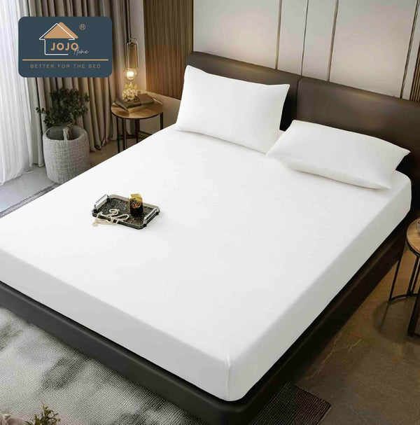 Huse Catifea cu Elastic Pat Dublu Albe Uni HCJ114