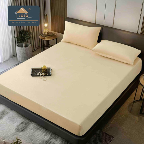 Huse Catifea cu Elastic Pat Dublu Crem Uni HCJ113