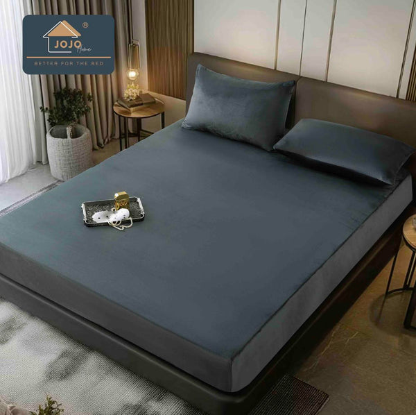 Huse Catifea cu Elastic Pat Dublu Gri Inchis Uni HCJ111