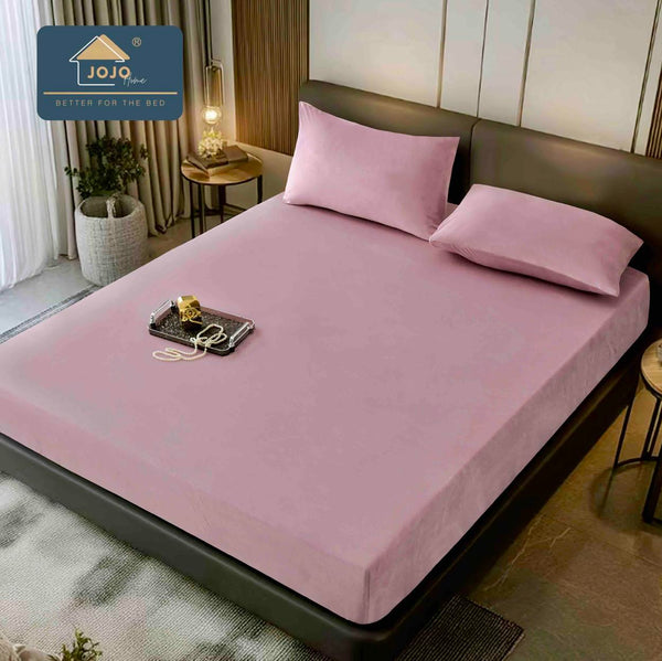 Huse Catifea cu Elastic Pat Dublu Roz Uni HCJ112