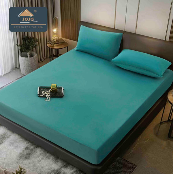 Huse Catifea cu Elastic Pat Dublu Turcoaz Uni HCJ109