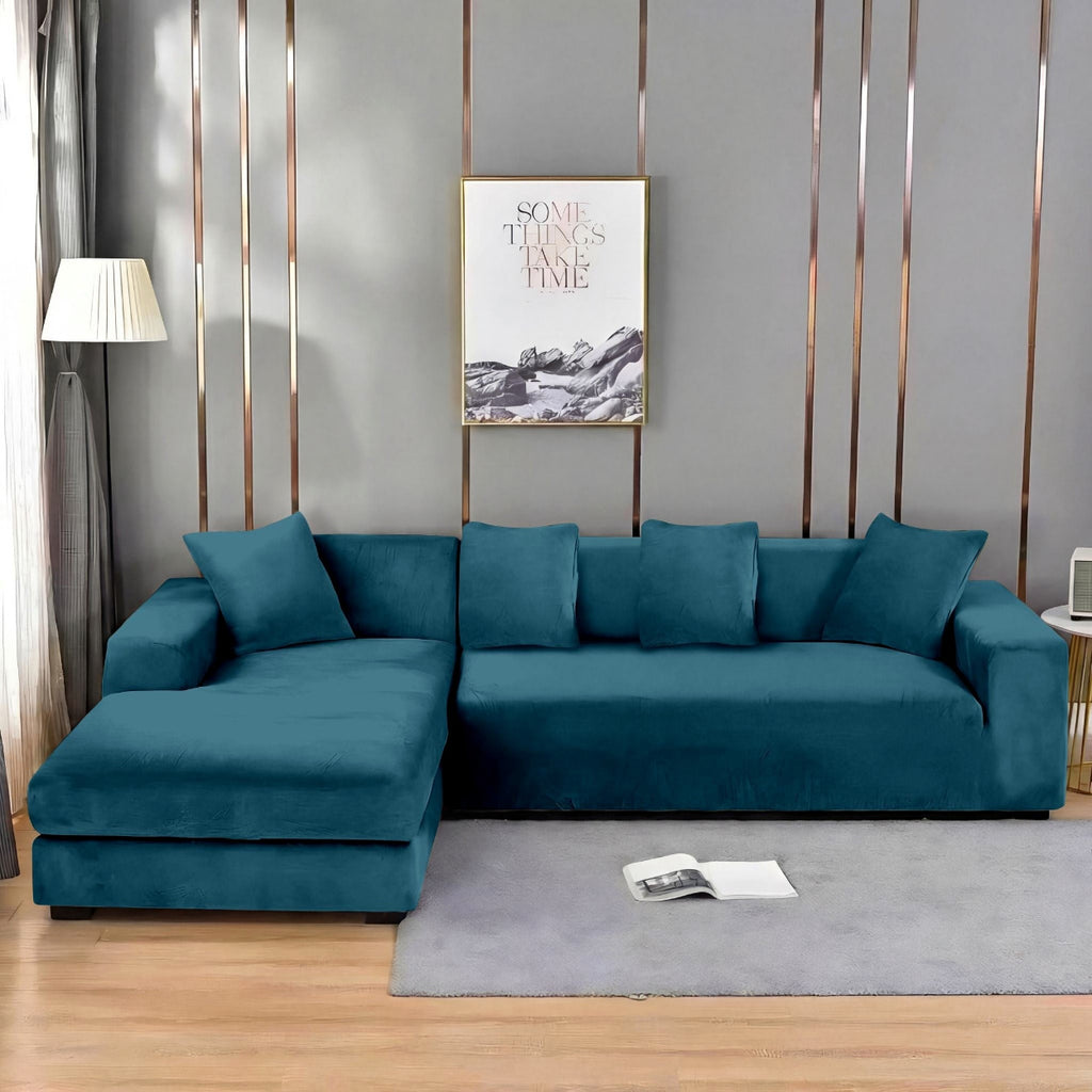 huse catifea protectie coltar albastru turcoaz