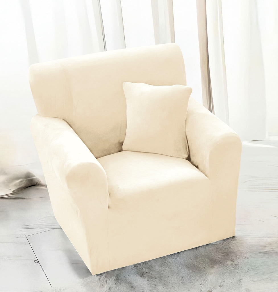 Husa Elastica Fotoliu Catifea Crem HMS1C