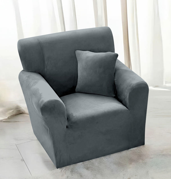 Husa Elastica Fotoliu Catifea Gri HMS1G