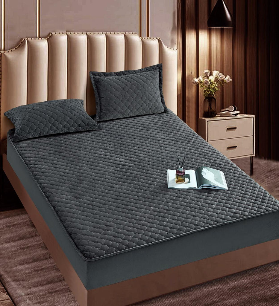 Huse Matlasate Catifea Pat Dublu Antracit Uni HCJ208