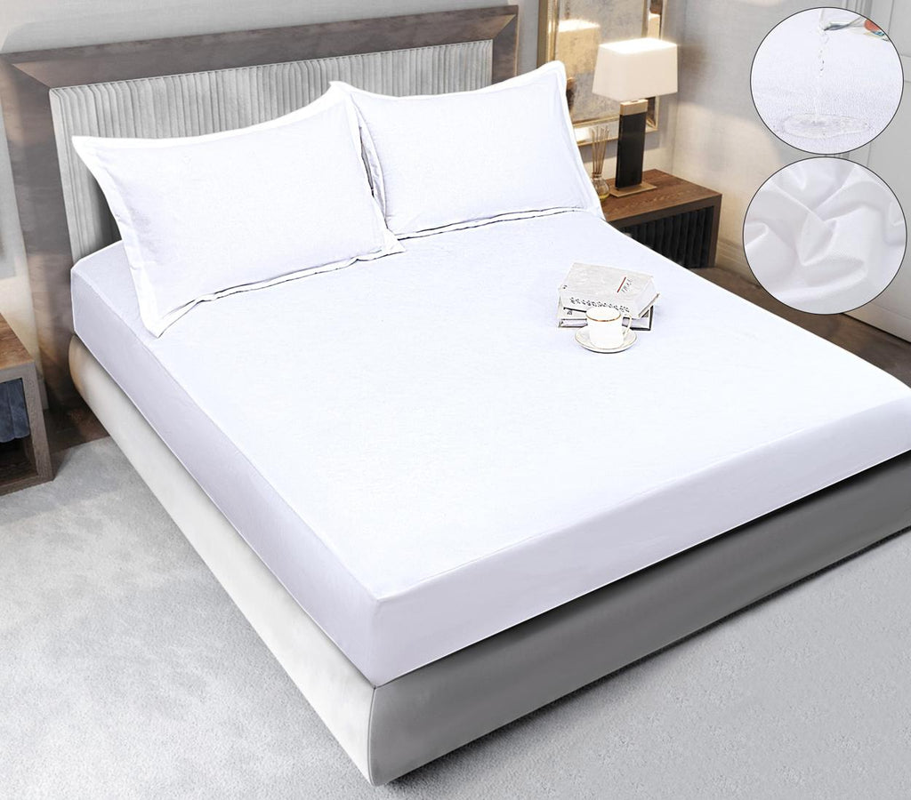 Huse Impermeabile Saltea Pat Dublu Albe HCP100