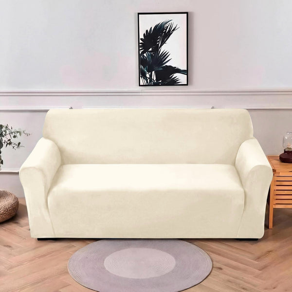 huse catifea protectie canapea 2 locuri crem
