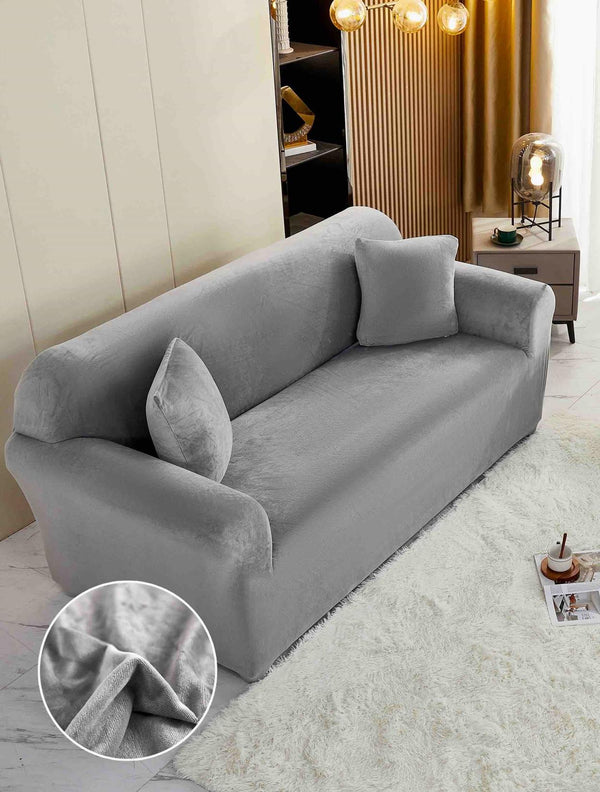 Husa Elastica Canapea Catifea Gri Deschis HMC4G