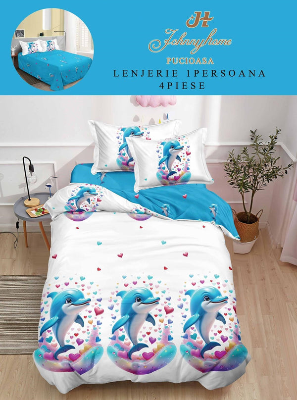 Lenjerii o Persoana Pucioasa Finet Albe Albastre Inimioare Delfini LSF128