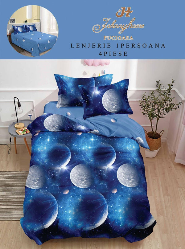 Lenjerie Single, Bumbac FINET, 4 Piese, Pat 1 Persoana, Cod LSF122