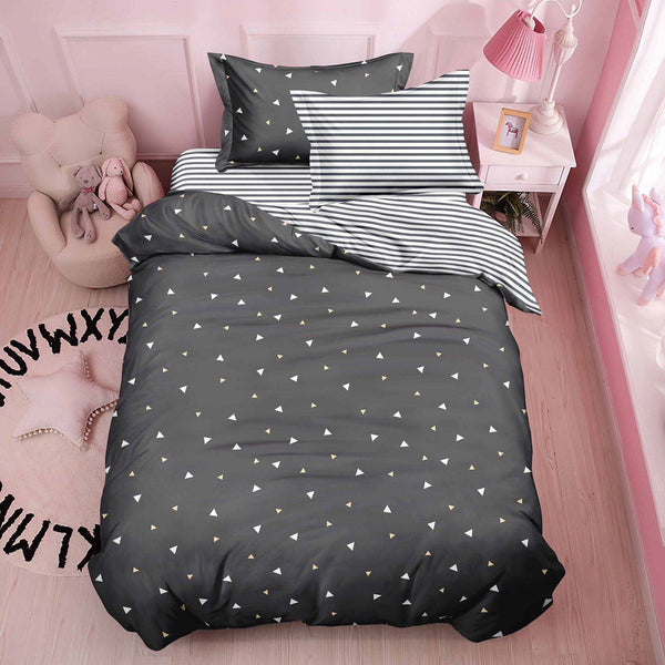 Lenjerii Single O Persoana Bumbac Satinat Gri Geometric LS06