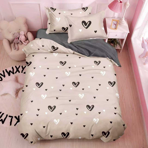 Lenjerii Single O Persoana Bumbac Satinat Roz Inimi LS07