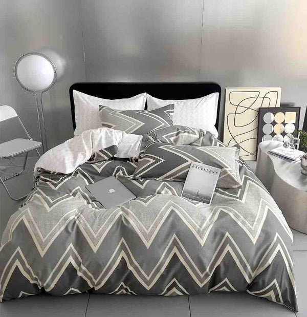 Lenjerii o Persoana Bumbac Finet Gri Forme Geometice LSJ48