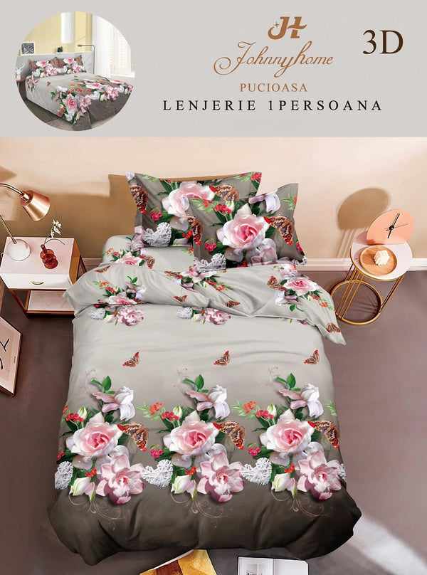 Lenjerii Single O Persoana Bumbac Satinat Maro Floral 3D LSD24