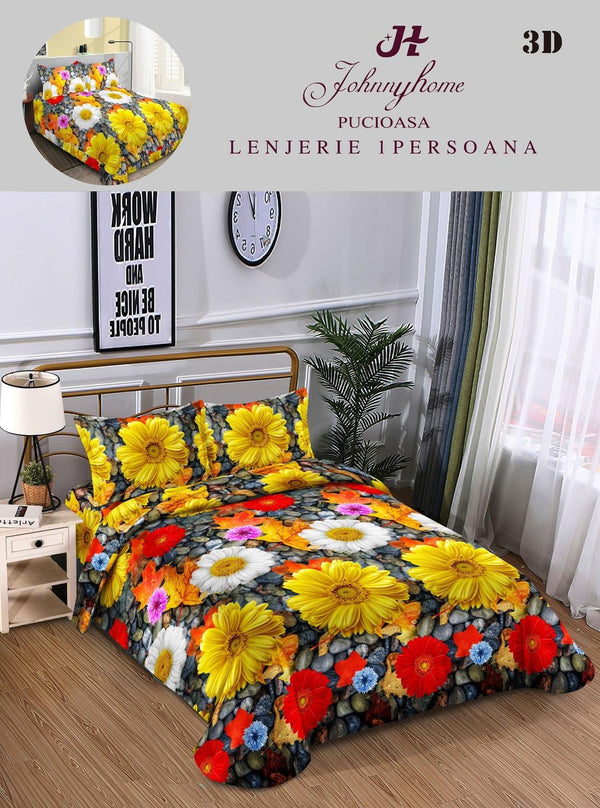 Lenjerii Single O Persoana Bumbac Satinat Multicolore Floral 3D LSD02