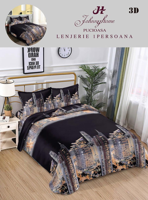 Lenjerii Single O Persoana Bumbac Satinat Negre Peisaj 3D LSD04