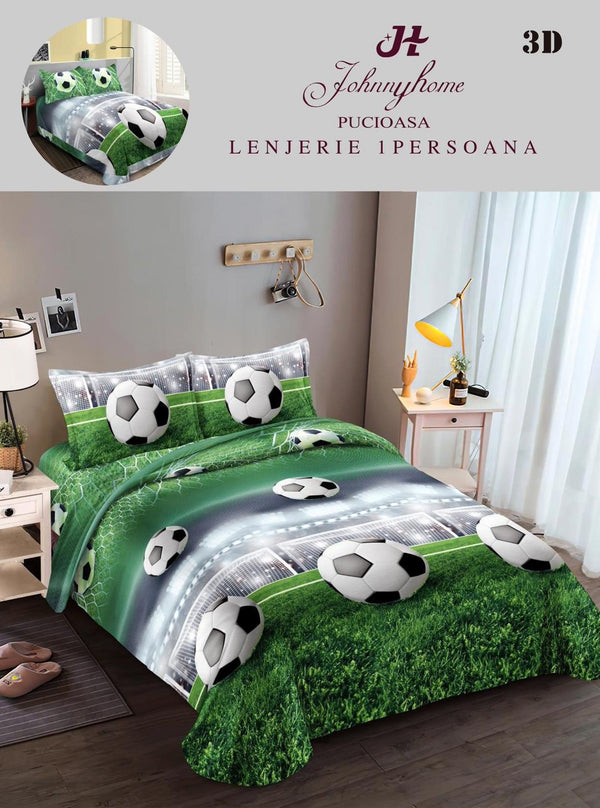 Lenjerii Single O Persoana Bumbac Satinat Verzi Stadion Fotbal 3D LSD13