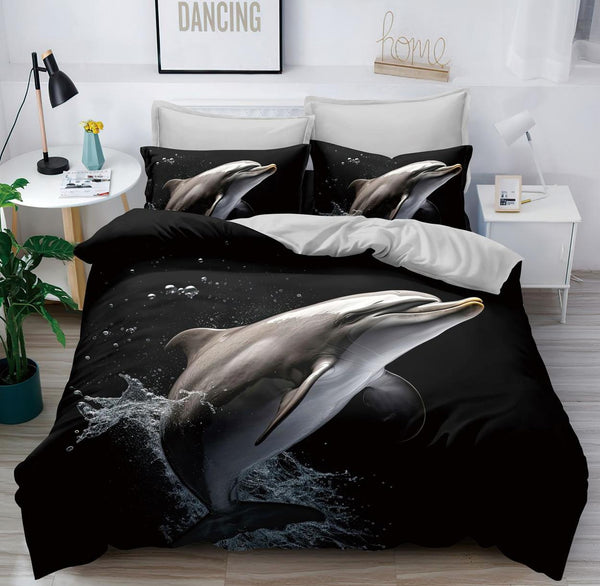 Lenjerii 3D 1+1 Gratis Pucioasa 4 Piese Negre Delfini D601