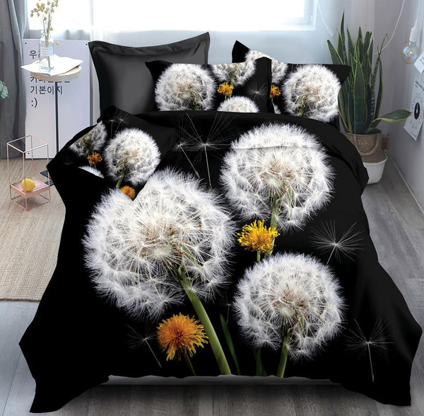 Lenjerii 3D 1+1 Gratis Pucioasa 4 Piese Negre Flori D603