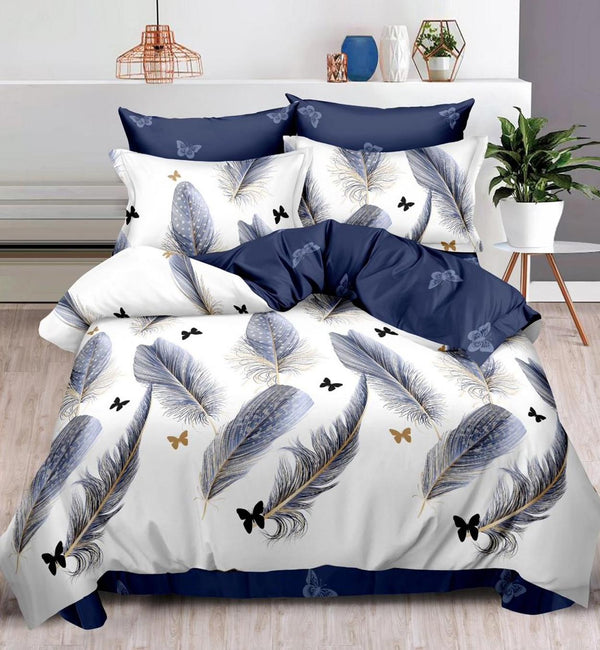 Lenjerii Finet Pucioasa Pat Dublu Albe Albastre Pene BF462