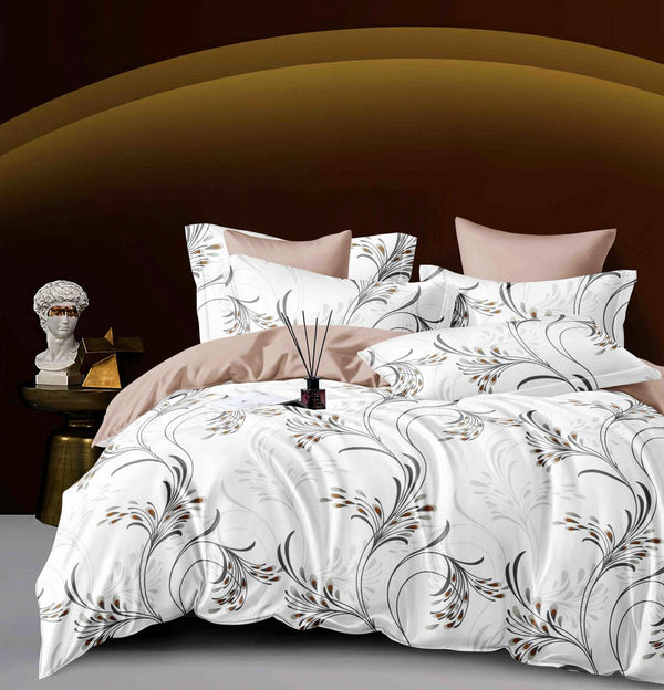 Lenjerii Finet Satinat Pat Dublu Albe Floral BFJ79