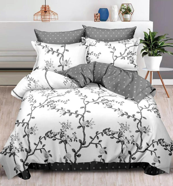 Lenjerii Finet Pucioasa Pat Dublu Albe Gri Floral BF465