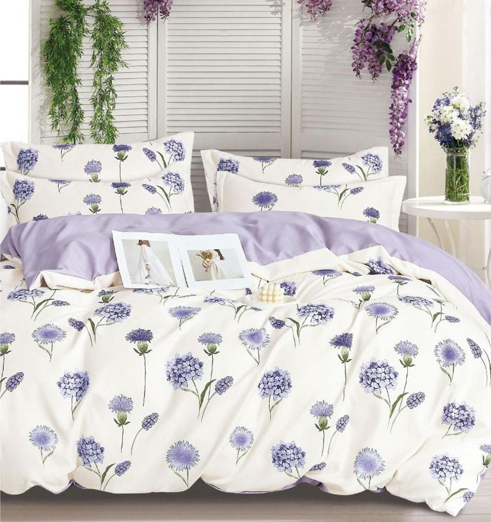 Lenjerii Finet Pucioasa Pat Dublu Albe Mov Floral BF569