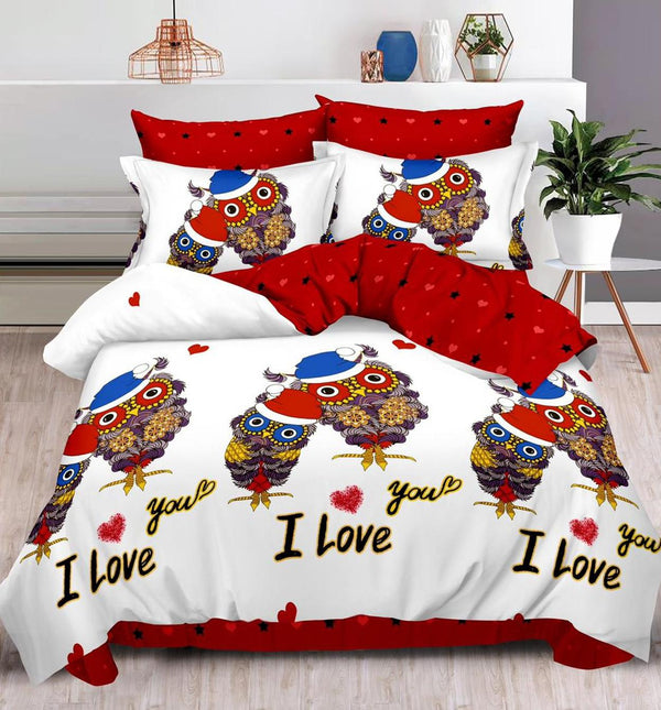 Lenjerii Finet Pucioasa Pat Dublu Albe Rosii Romantic BF427