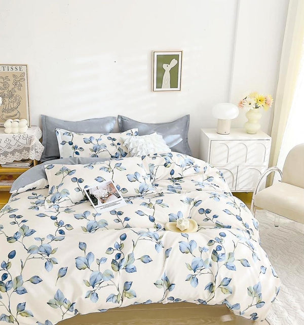 Lenjerii Finet Pucioasa Pat Dublu Albe Bleu Floral BF538