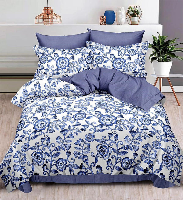 Lenjerii Finet Pucioasa Pat Dublu Albastre Floral BF494