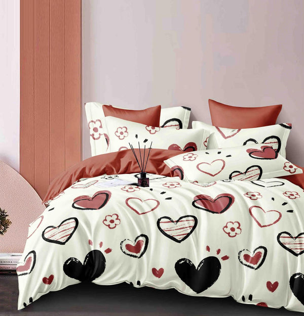 Lenjerii Finet Satinat Pat Dublu Multicolor Inimioare BFJ87