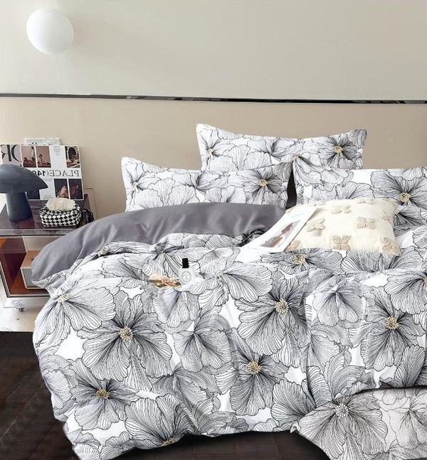 Lenjerii Finet Pucioasa Pat Dublu Gri Floral BF561