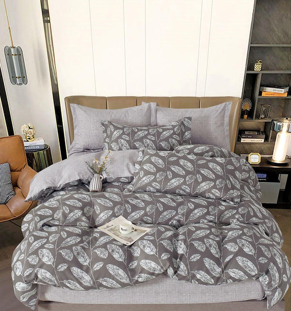 Lenjerii Finet Pucioasa Pat Dublu Gri Frunze BF528