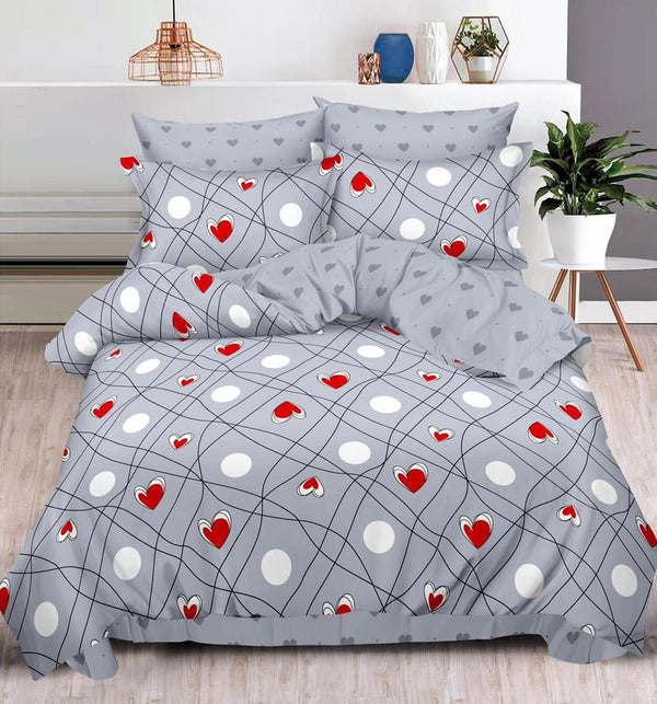 Lenjerie Bumbac Finet 6 Piese Gri Inimioare BF345